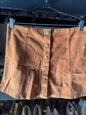 White Crow Rust Corduroy Button-Front Mini Skirt